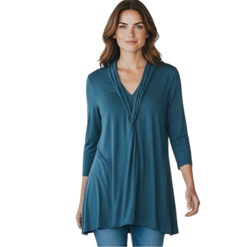 SOFT SURROUNDINGS Mallard Blue Jemez Tunic size Small (4-6) NWT - Picture 2 of 11